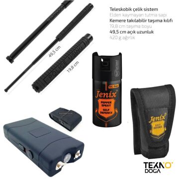 TDTX Cop Biber Gazı Elektroşok Cihazı Kişisel Savunma Seti KS6