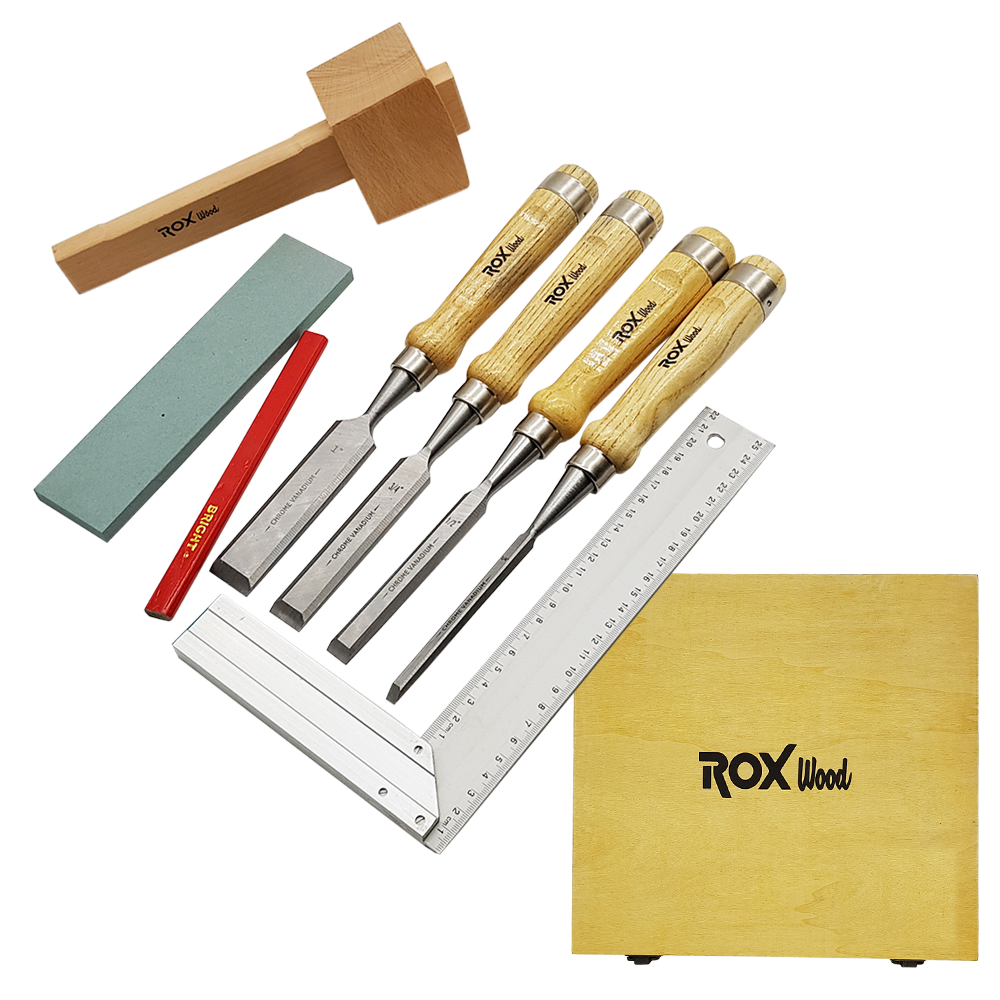 ROX Wood Iskarpela Seti 8 Parça Ahşap Kutulu