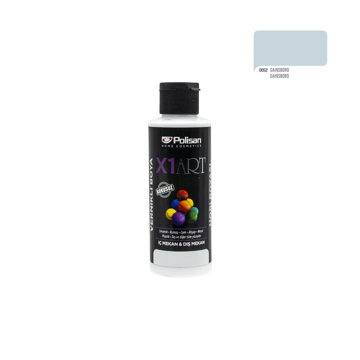 Polisan X1ART Vernikli Hobi Boyası 120ml - Gainsboro