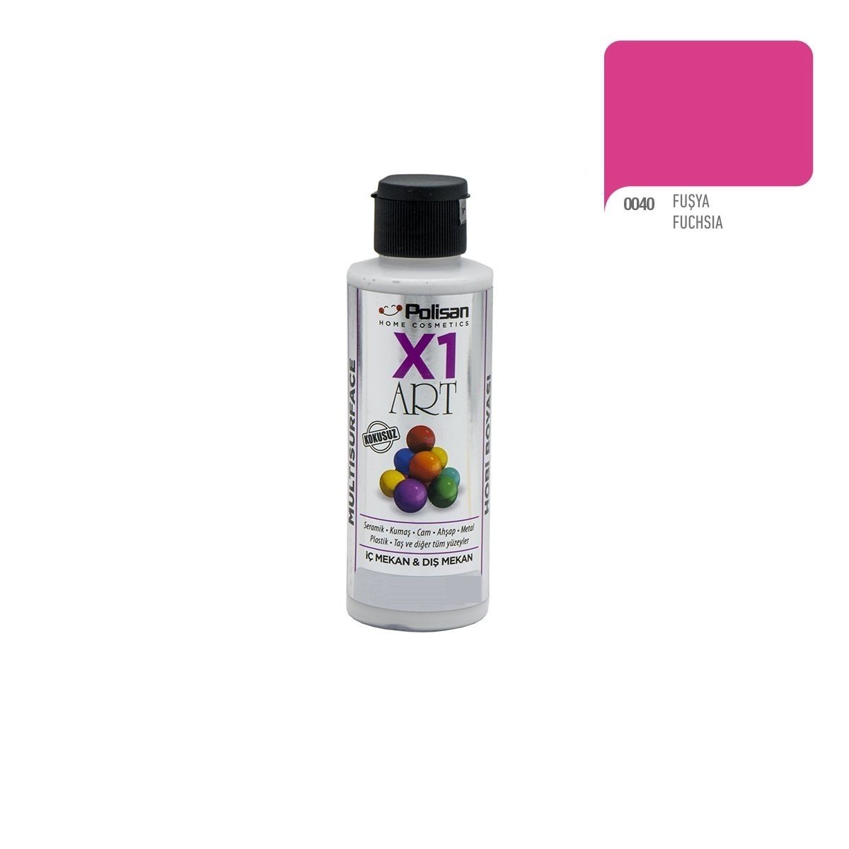 Polisan X1ART Multisurface Hobi Boyası 120ml - 0040 Fuşya