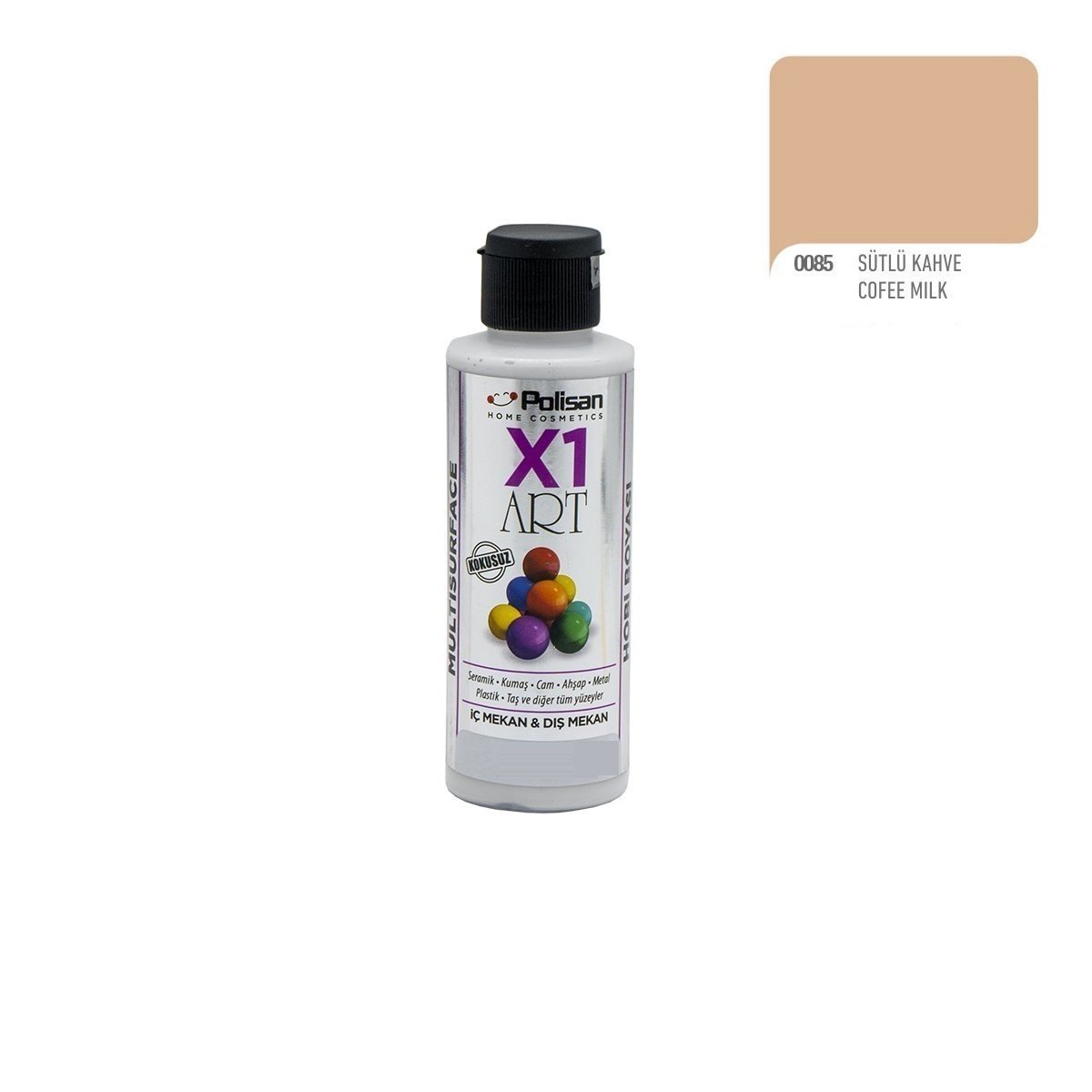 Polisan X1ART Multisurface Hobi Boyası 120ml - 0085 Sütlü Kahve