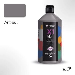 Polisan X1ART Vernikli Hobi Boyası 1000ml - Antrasit