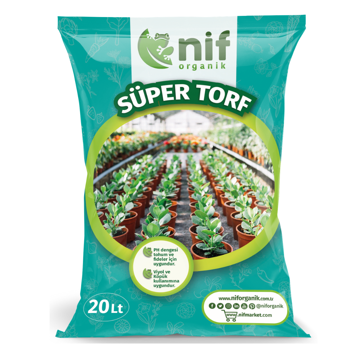 Nif Organik Süper Torf 10- Çiçek ve Saksı Toprağı