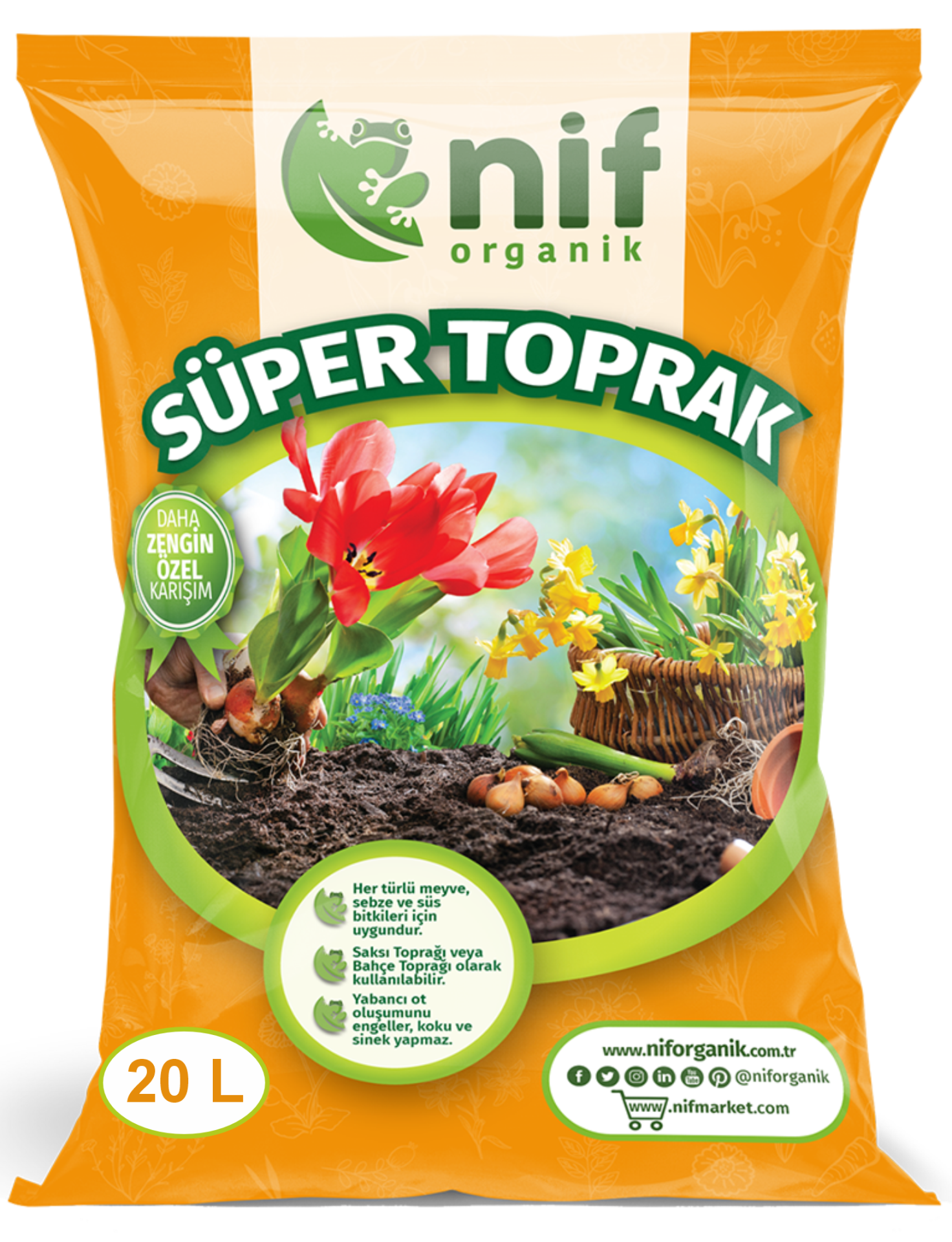 Nif Organik Süper Toprak 20 L Saksı Değişimlerinde -Özel Karışım