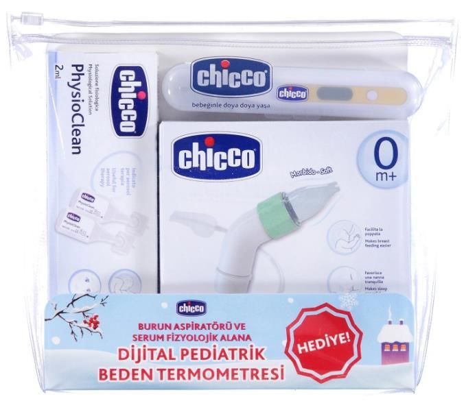 Chicco Kış Paketi - Physio Clean Serum Fizyolojik + Burun Aspiratörü + Dijital Pediatrik Beden Termometresi