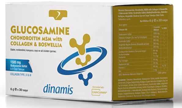 DİNAMİS Glucosamıne Chondroitin Msm With Collagen & Boswellia 6 Gr X 30 Şase