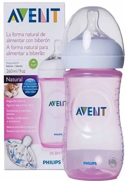 Philips Avent Natural PP Biberon Yavaş Akış 1 Ay+ 260 ml - Pembe
