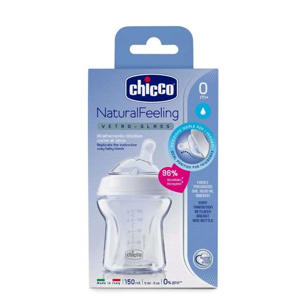 Chicco Natural Feeling Vetro Glass Biberon 0 Ay+ 150 ml