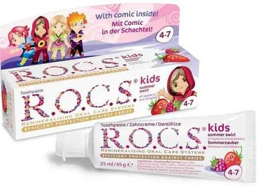 Rocs Kids 4-7 Yaş Ahududu-Çilek Diş Macunu 35 ml