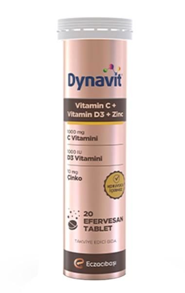 Dynavit Vitamin C + Vitamin D3 + Zinc Efervesan 20 Tablet