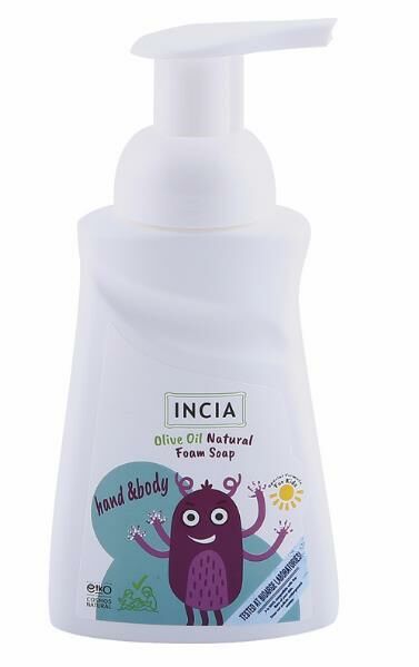 INCIA %100 Doğal Köpük Kastil Sabunu Çocuklar İçin Zeytinyağlı 10 Bitkisel Değerli Yağ Vegan 200 ml