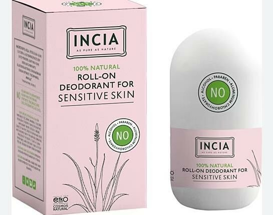 INCIA %100 Doğal Roll On Deodorant Kadınlar İçin Ter Kokusu Önleyici Lekesiz 50 ml