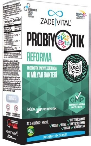 Zade Vital Probiyotik Reforma Takviye Edici Gıda 30 Bitkisel Kapsül