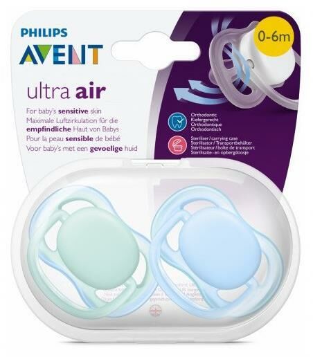 Philips Avent SCF244/20 Ultra Yumuşak Emzik Hava Delikli Renkli 0-6 Ay 2'li Erkek