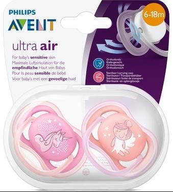 Philips Avent SCF345/22 Ultra Yumuşak Emzik Hava Delikli Desenli 6-18 Ay 2'li Kız