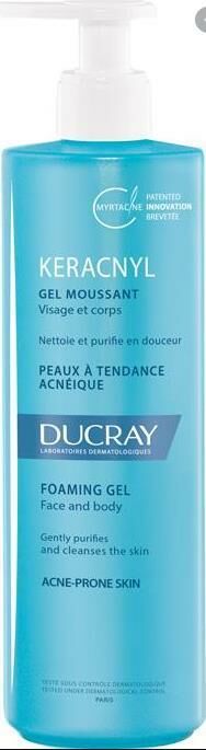 Ducray Keracnyl Gel Moussant 400 ml - Yağlı ve Akneli Ciltler için Yüz Temizleme Jeli