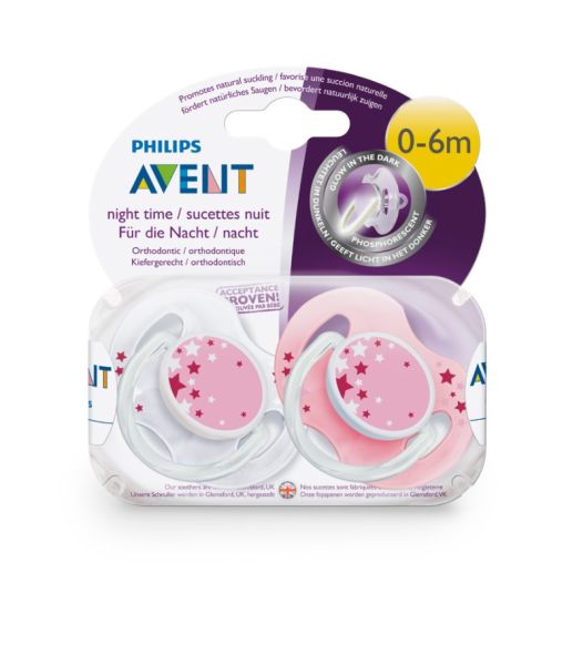 Avent Yalanci Emzik 0-6 ay Karanlıkta Parlar 2'li