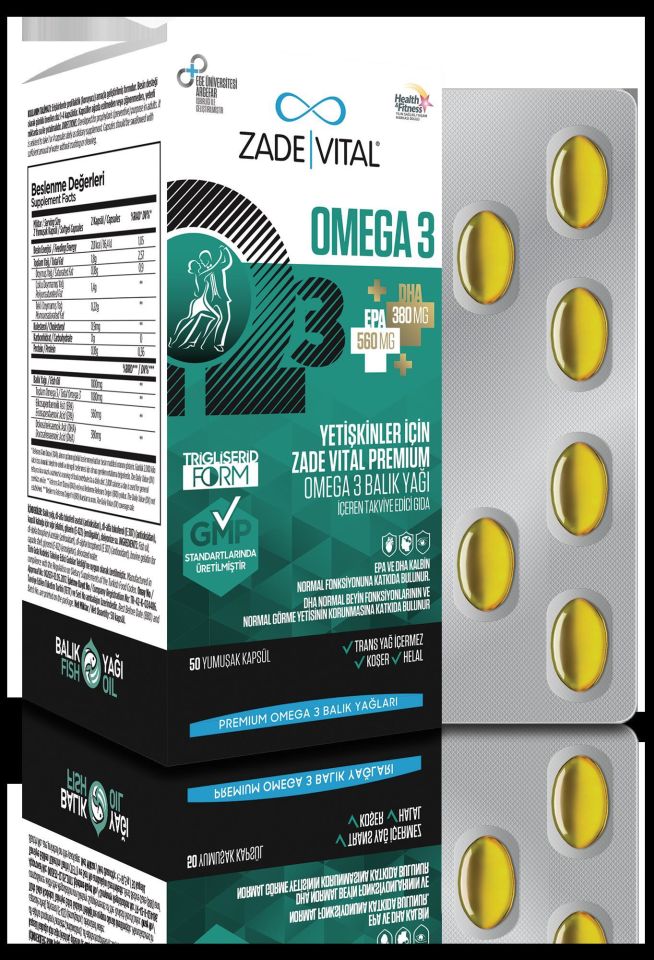 Zade Vital Omega 3 Premium Adults (Yetişkinler İçin) 50 Kapsül