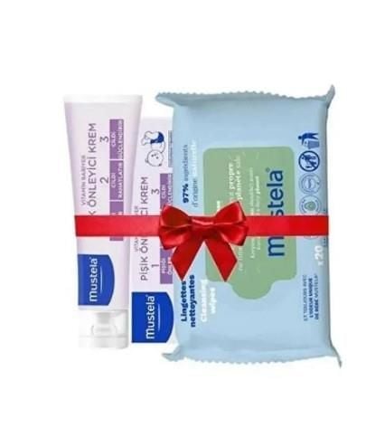 Mustela Vitamin Barrier 1-2-3 Cream 100 ml + Kompost Edilebilir Islak Mendil 60 Yaprak