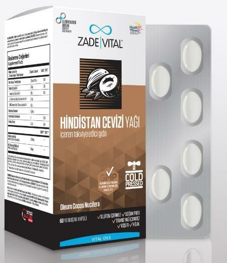 Zade Vital Hindistan Cevizi Yağı 1000 mg 60 Blister Kapsül