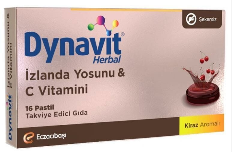 Eczacıbaşı Dynavit Herbal İzlanda Yosunu ve C Vitamini İçerikli 16 Adet Pastil