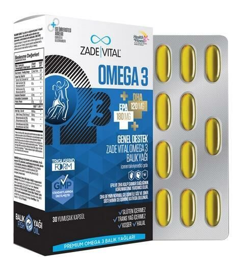 Zade Vital Omega 3 Balık Yağı Premium 30 Yumuşak Kapsül