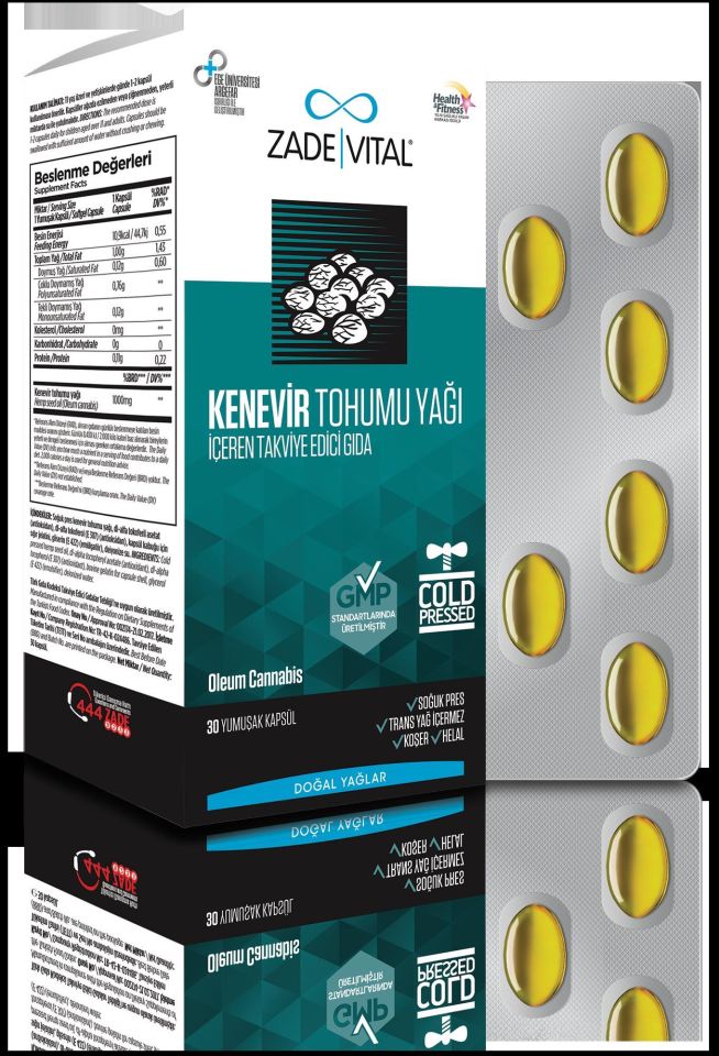 Zade Vital Kenevir Tohumu Yağı 30 Kapsül
