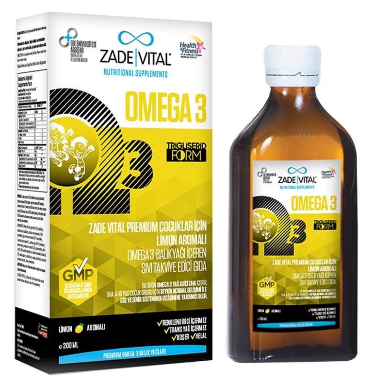 Zade Vital Çocuklar İçin Limon Aromalı Premium Balık Yağı 200 ml