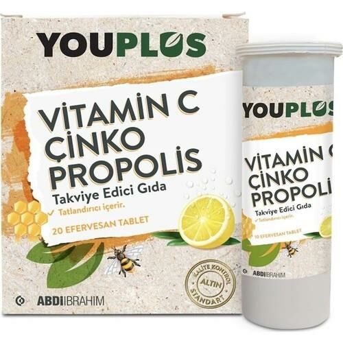 Youplus Vitamin C Çinko Propolis 20 Efervesan Tablet
