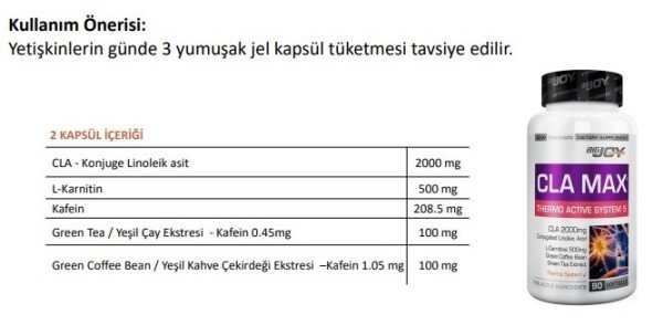 Bigjoy CLA Max Thermo Active System 5 90 Yumuşak Jel Kapsül