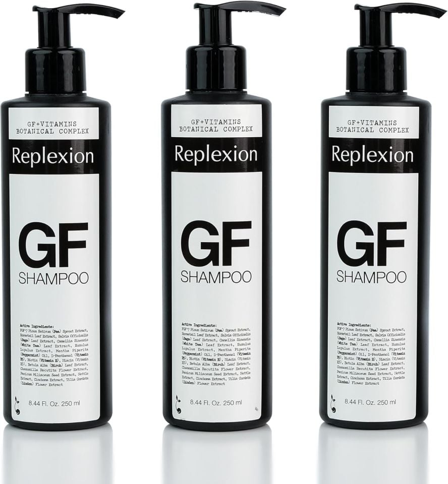 Replexion GF Shampoo 250ml x 3 – 750ml | Saç Kalınlaştırma & Anti-Hair Loss