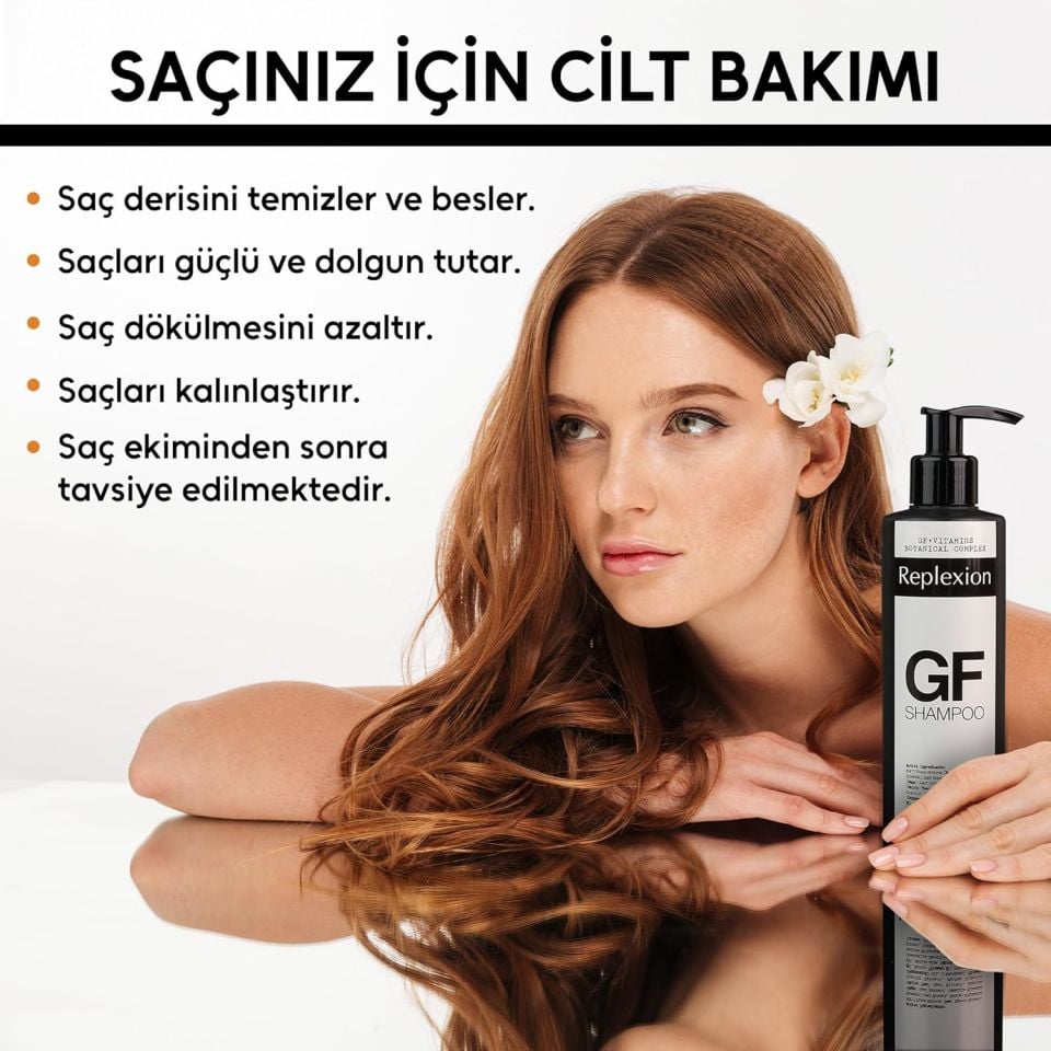 Replexion GF Shampoo 250ml x 3 – 750ml | Saç Kalınlaştırma & Anti-Hair Loss