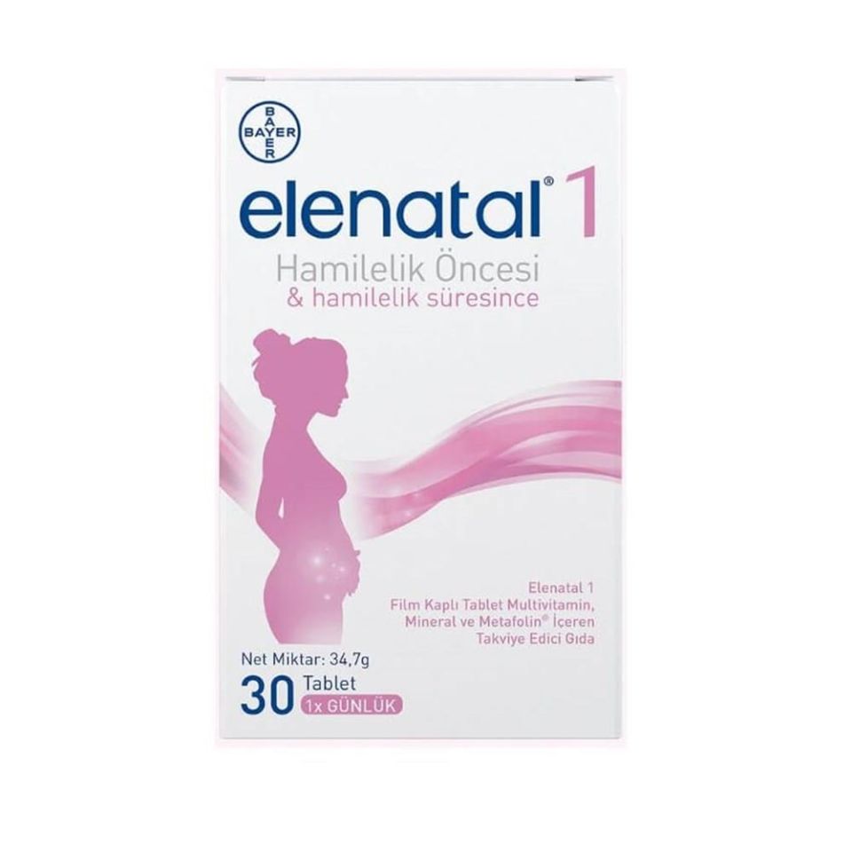 ELENATAL 1 HAMİLELİK ÖNCESİ VE SÜRECİNDE 30 KAPSÜL MULTİVİTAMİN TAKVİYE EDİCİ GIDA
