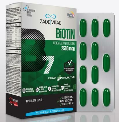 Zade Vital Biotin 2500 mcg 30 Yumuşak Kapsül