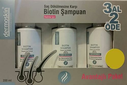 Dermoskin Biotin Saç Dökülmesine Karşı Kadın Şampuanı 200 ml - 3 Al 2 Öde (90 TL Etiketli)