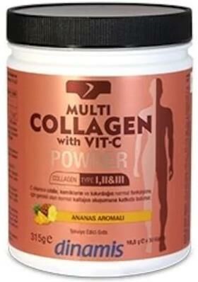 Dinamis Multi Collagen with Vit C Toz Ananas Aromalı 315 gr