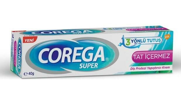 Corega Gün Boyu Güçlü Tutuş Diş Protez Yapıştırıcı Tat İçermez Krem 40 gr