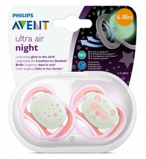 Philips Avent SCF376/22 Ultra Air Night 6-18 Ay Emzik Kız 2'li