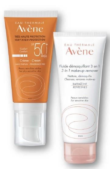 Avene Cream SPF50+ 50 ml + 3'ü 1 Arada Temizleme Losyonu 100 ml Hediyeli