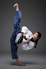 Jcalicu Taekwondo Elbisesi Siyah Yaka Alt Mavi