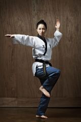 Jcalicu Taekwondo Elbisesi Siyah Yaka Alt Mavi