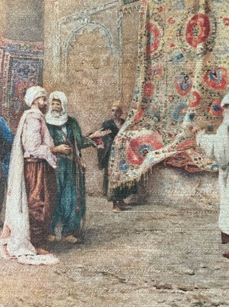 Gold Çerçeveli Osmanlı Halıcılar Kumaş Tablo