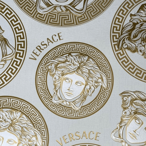 Versace 5 Medusa Head Krem & Gold Duvar Kağıdı