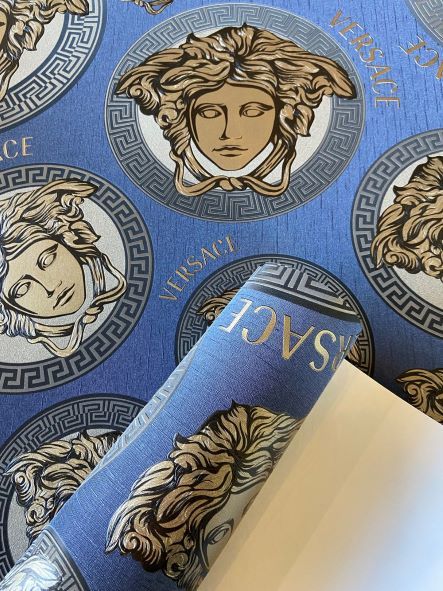 Versace 5 Medusa Head Lacivert Duvar Kağıdı
