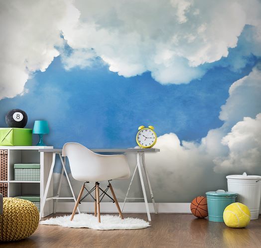 Puffy Pamuk Bulutlar Mavi Gökyüzü Duvar Kağıdı