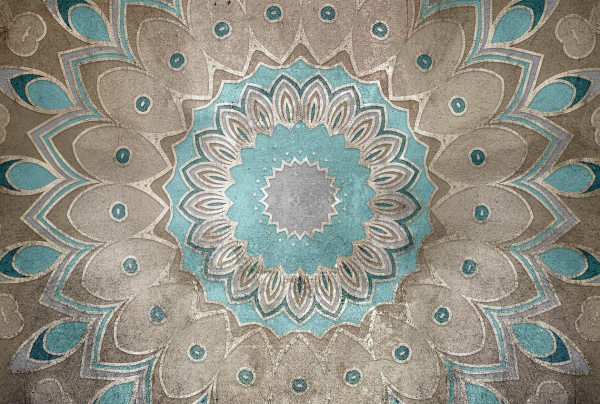Blue İzmir Mandala Desen Duvar Kağıdı