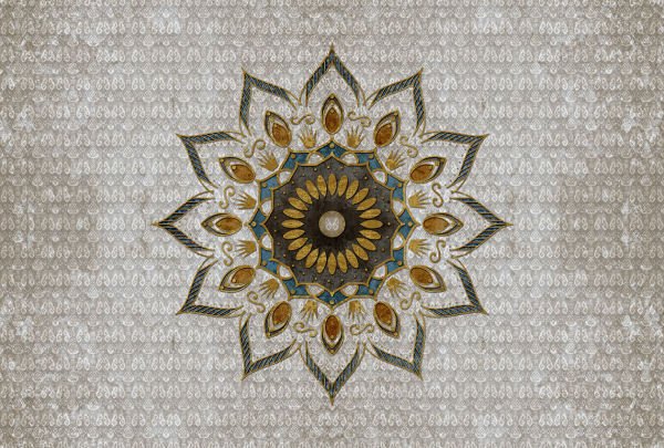 Grey Ankara Desen Mandala Duvar Kağıdı