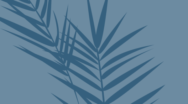 Mavi Zemin Palmiye Yaprağı Yaşam Çiçeği Duvar Kağıdı