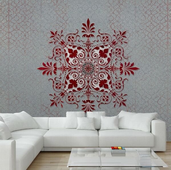 Red London Mandala Desen Duvar Kağıdı