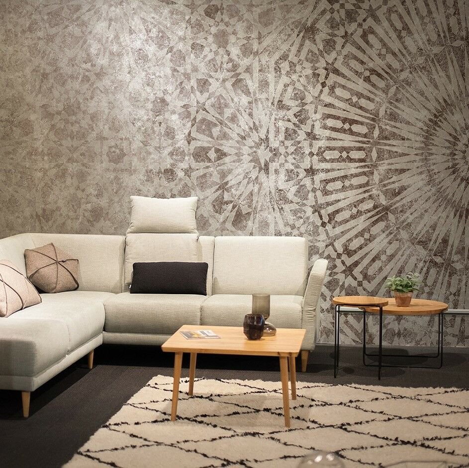 Kızıl Kahve Büyük Mandala Desen Duvar Kağıdı